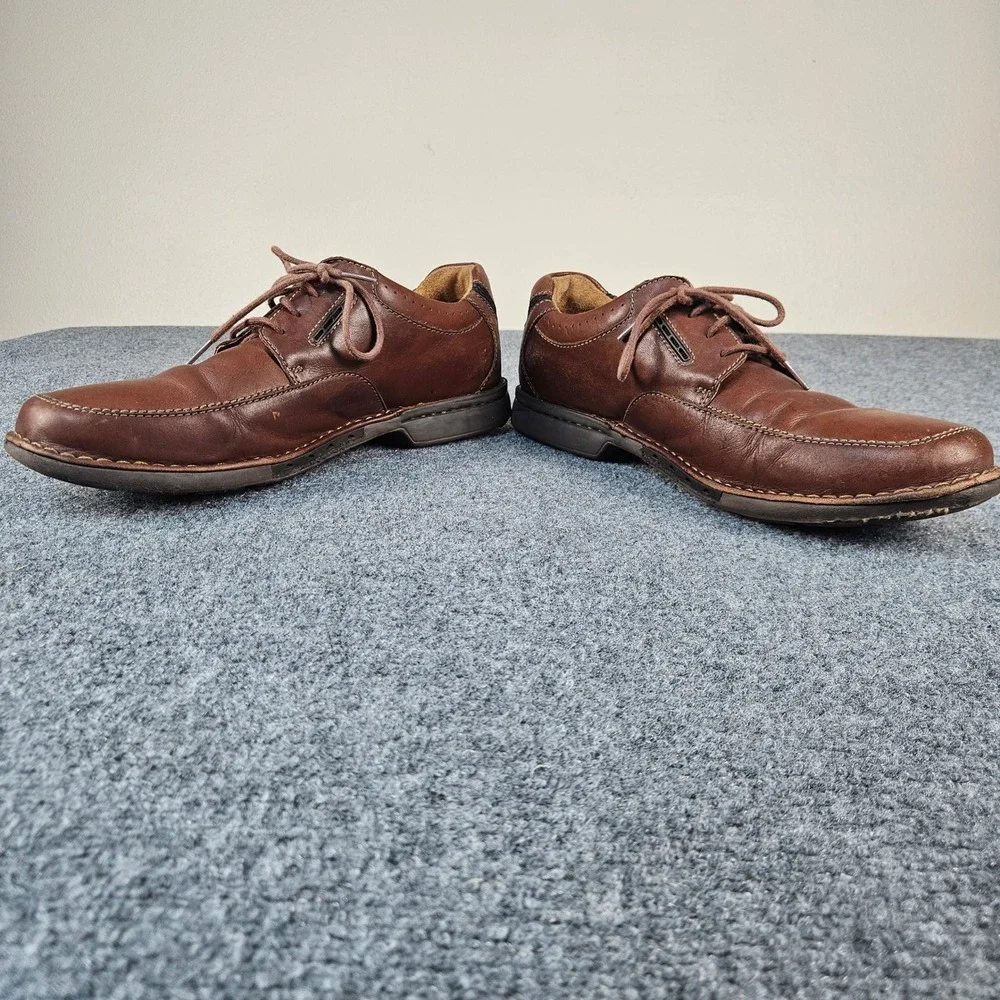 Clarks 1825 Mens Brown Leather‎ Moc Toe Oxford Lace Up Shoes 26101183 Size 11M